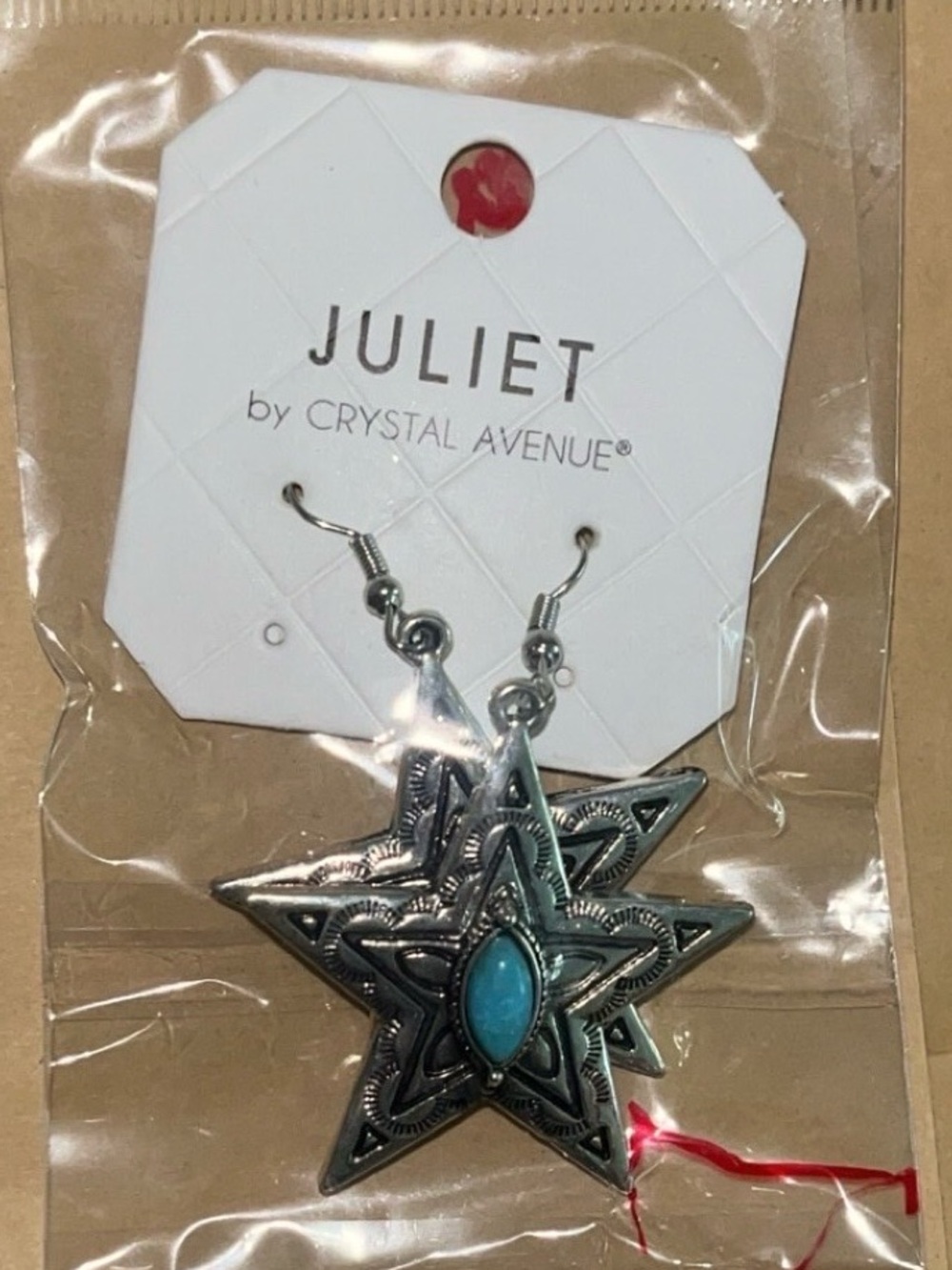 JULIET by Crystal Avenue Silver Star Earrings with Turquoise Accent